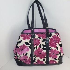 Gorgeous Glenda Gies Large Pink Floral Tapestry Tote Bag Purse Weekender